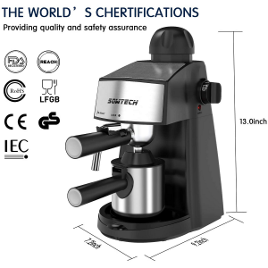 Espresso Machine 3.5 Bar 4 Cup SOWTECH Espresso Maker Cappuccino Machine E11Y 8 4