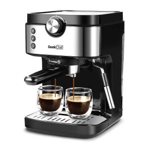 Black Espresso Machine, Kitchen 20bar Espresso Maker W Milk Frother Wand & Removable Water Tank  B11D