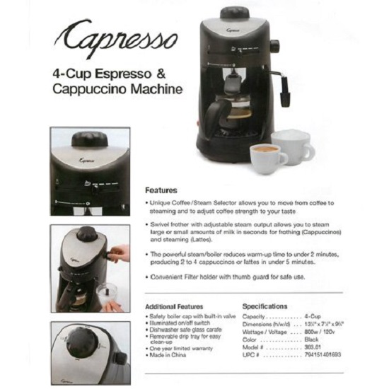 CAPRESSO 303.01 BlackSilver Single Serve 10 oz. Espresso Machine C11T 6 CAPRESSO 303.01 BlackSilver Single Serve 10 oz. Espresso Machine C11T - Image 4