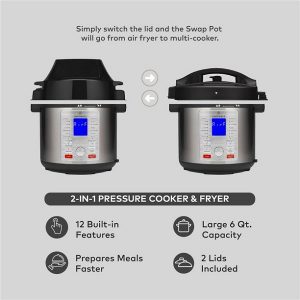 ChefWave 2 in 1 Air Fryer and Pressure Cooker – 6 Qt Multi Cooker Panel C21L 3
