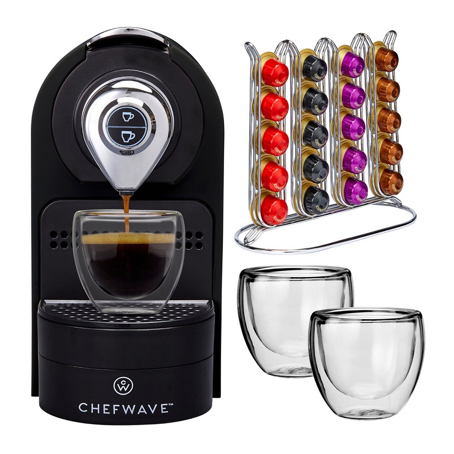 ChefWave Espresso Machine for Nespresso Compatible Capsule, Holder, Cups (Black) C10H 4 ChefWave Espresso Machine for Nespresso Compatible Capsule, Holder, Cups (Black) C10H - Image 2