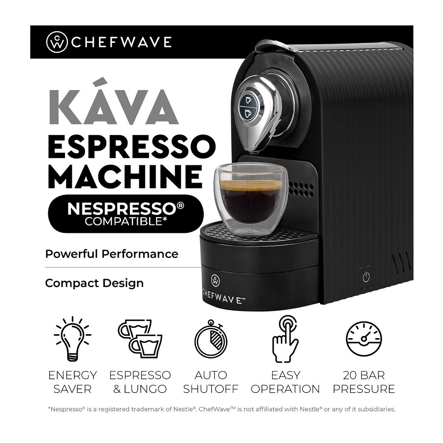 ChefWave Espresso Machine for Nespresso Compatible Capsule, Holder, Cups (Black) C10H 5 ChefWave Espresso Machine for Nespresso Compatible Capsule, Holder, Cups (Black) C10H - Image 3
