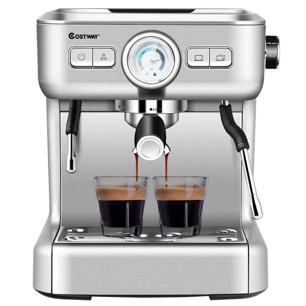 Costway Semi-Auto Espresso Machine Maker Water Tank Pump Pressure w/ Milk Frother Wand C10M