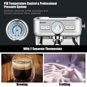 Costway Semi-Auto Espresso Machine Maker Water Tank Pump Pressure w/ Milk Frother Wand C10M 8 Costway Semi Auto Espresso Machine Maker Water Tank Pump Pressure w Milk Frother Wand C10M 3