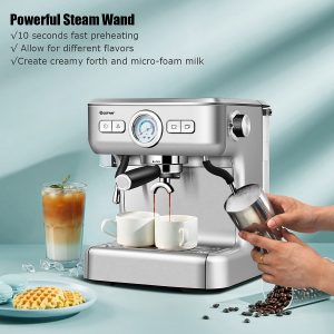Costway Semi-Auto Espresso Machine Maker Water Tank Pump Pressure w/ Milk Frother Wand C10M 9 Costway Semi Auto Espresso Machine Maker Water Tank Pump Pressure w Milk Frother Wand C10M 4