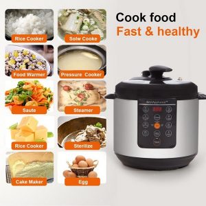Electric Pressure Cooker 6 Qt Rice Cooke Slow Cooker E20L 3