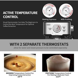 Espresso Machines 15 Bar with Adjustable Milk Frother Wand Expresso Coffee Machine for Cappuccino E11G 3