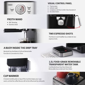 Gevi 15 Bar Espresso Machine with Milk Froth ,50oz Water Tank and Double Temperature Control(Refurbished-Good) G10V 7 Gevi 15 Bar Espresso Machine with Milk Froth 50oz Water Tank and Double Temperature ControlRefurbished Good G10V 2