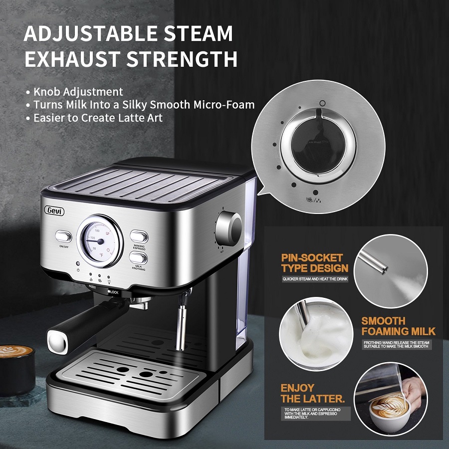 Gevi 15 Bar Espresso Machine with double Temperature Control System Frothing Milk(Refurbished-Like New) G10K 5 Gevi 15 Bar Espresso Machine with double Temperature Control System Frothing Milk(Refurbished-Like New) G10K - Image 3