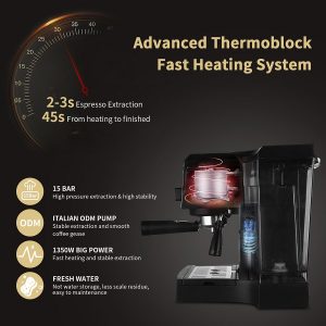 Gevi 15Bar Espresso Machine Cappuccino Maker Latte Machine with Milk Frother for Home,42oz Removable Water Tank G11Y 7 Gevi 15Bar Espresso Machine Cappuccino Maker Latte Machine with Milk Frother for Home42oz Removable Water Tank G11Y 2