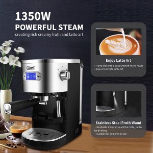 Gevi 20 Bar Espresso and Cappuccino Machine Coffee Maker with Steam Wand,1.2L Water Tank,Black G10C 8 Gevi 20 Bar Espresso and Cappuccino Machine Coffee Maker with Steam Wand1.2L Water TankBlack G10C 3