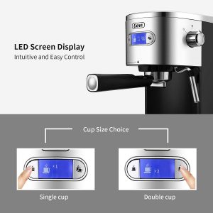 Gevi 20 Bar Espresso and Cappuccino Machine Coffee Maker with Steam Wand1.2L Water TankBlack G11Y 3