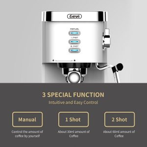 Gevi Espresso Machine 20-Bar Latte Cappuccino Maker with Frother,1.25 L,White, 1350W G10X 7 Gevi Espresso Machine 20 Bar Latte Cappuccino Maker with Frother1.25 LWhite 1350W G10X 2
