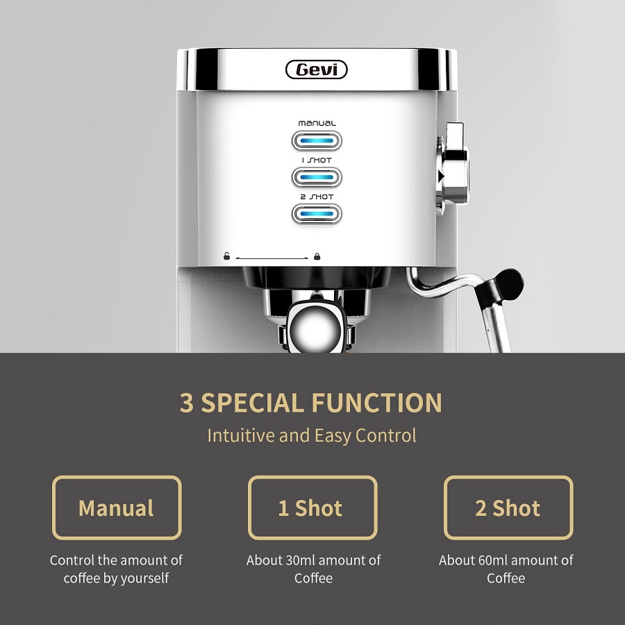 Gevi Espresso Machine 20-Bar Latte Cappuccino Maker with Frother,1.25 L,White, 1350W G10X 4 Gevi Espresso Machine 20-Bar Latte Cappuccino Maker with Frother,1.25 L,White, 1350W G10X - Image 2