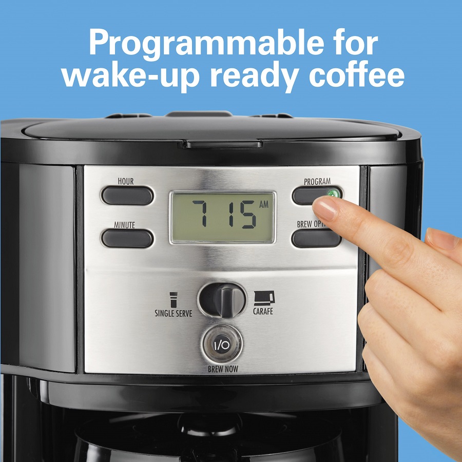 Hamilton Beach 2-Way Programmable Coffee Maker, Single-Serve and 12-Cup Pot, Stainless Steel, Glass Carafe, 47650 H11E 5 Hamilton Beach 2-Way Programmable Coffee Maker, Single-Serve and 12-Cup Pot, Stainless Steel, Glass Carafe, 47650 H11E - Image 3