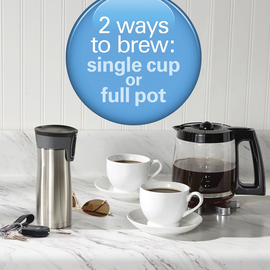 Hamilton Beach 2-Way Programmable Coffee Maker, Single-Serve and 12-Cup Pot, Stainless Steel, Glass Carafe, 47650 H11E 6 Hamilton Beach 2-Way Programmable Coffee Maker, Single-Serve and 12-Cup Pot, Stainless Steel, Glass Carafe, 47650 H11E - Image 4