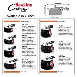 Hawkins CB35 Hard Anodised Pressure Cooker 3.5 Liter Contura Black H20C 2