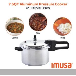Imusa 7 Quart Stovetop Natural Finish Basic Pressure Cooker Silver I19J 4