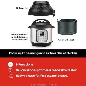 Instant Pot® 6 Quart Duo Crisp™ Air Fryer 9 in 1 Roast Bake Dehydrate Slow Cook Rice Cooker and more I19D 2