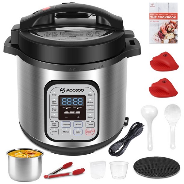 MOOSOO 6 Quart Electric Pressure Cooker,12in1 Electric