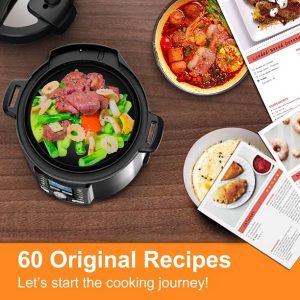 MOOSOO 6Qt Electric Pressure Cooker 13 in 1 Black Stainless Steel Instant One Touch Electric Pressure Pot with Digital Touchscreen M18U 2