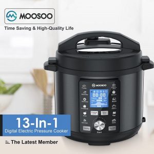 MOOSOO 6Qt Electric Pressure Cooker 13 in 1 Black Stainless Steel Instant One Touch Electric Pressure Pot with Digital Touchscreen M18U 3