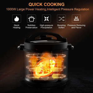MOOSOO Electric Pressure Cooker One Touch 6 Quart Instant Electric Pressure Pot Stainless Steel with Touchscreen Control Panel Black M18E 4