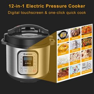 Moosoo 12 in 1 Pressure Cooker 6 Qt Electric Pressure Pot Keep Warm 24h Smart Time Delay Function Stainless Steel M19R 2