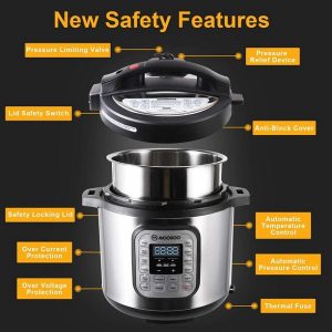 Moosoo 12 in 1 Pressure Cooker 6 Qt Electric Pressure Pot Keep Warm 24h Smart Time Delay Function Stainless Steel M19R 3