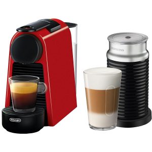 Nespresso by DeLonghi Essenza Mini Single Serve Espresso Machine in Ruby Red and Aeroccino Milk Frother in Black N11C 4