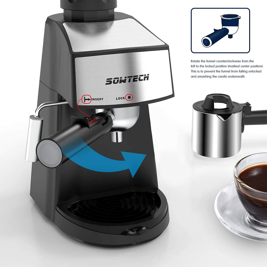 SOWTECH Espresso Machine 3.5 Bar 4 Cup Espresso Maker Cappuccino Machine S11R 5 SOWTECH Espresso Machine 3.5 Bar 4 Cup Espresso Maker Cappuccino Machine S11R - Image 3