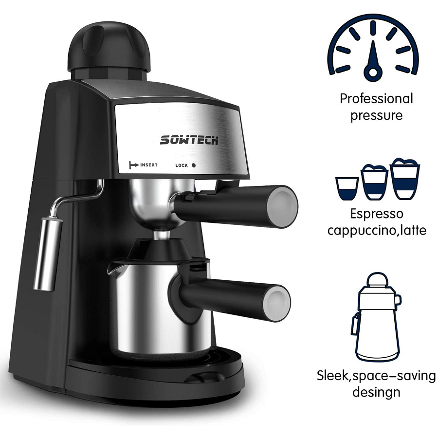 SOWTECH Espresso Maker 3.5 Bar 4 Cup 240ml Espresso and Cappuccino Machine S11K 4 SOWTECH Espresso Maker 3.5 Bar 4 Cup 240ml Espresso and Cappuccino Machine S11K - Image 2