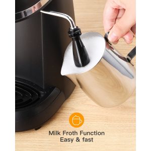 Sboly Coffee Maker Steam Espresso Machine with Milk Frother, New 1-4 Cup Expresso Coffee Maker, Black S11R 7 Sboly Coffee Maker Steam Espresso Machine with Milk Frother New 1 4 Cup Expresso Coffee Maker Black S11R 2