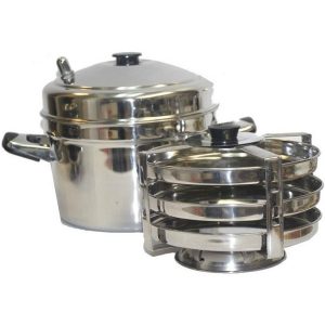 Tabakh DC-203 3-Plate Stainless Steel Dhokla Stand with Cooker, Small, Silver T21G