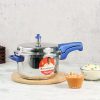 Wonderchef Nigella Stainless Steel Outer Lid Pressure Cooker 3 Quarts Silver Blue W20E 1