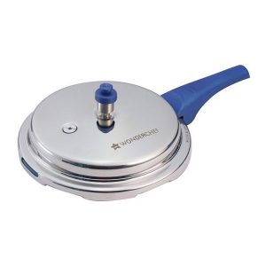 Wonderchef Nigella Stainless Steel Outer Lid Pressure Cooker 3 Quarts Silver Blue W20E 4