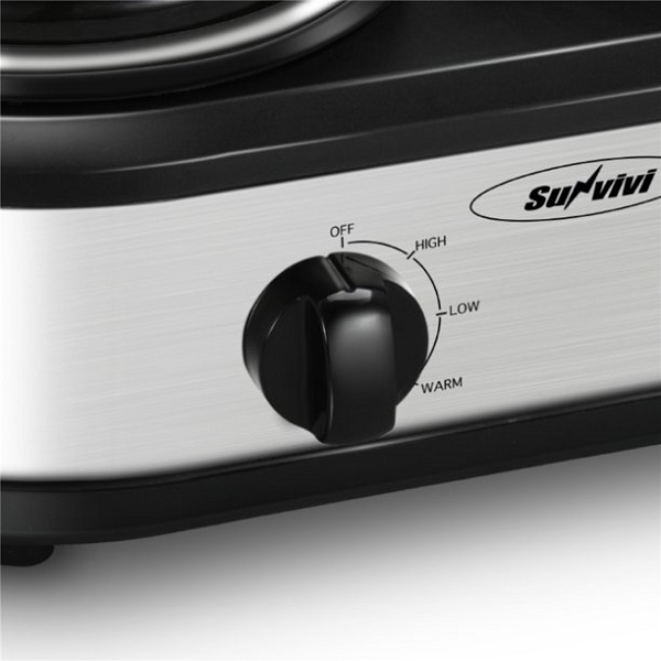 2 Pot Crock Pot Food Warmer, 2-Section 1.25-Quart Oval Slow Cooker P25S 4 2 Pot Crock Pot Food Warmer, 2-Section 1.25-Quart Oval Slow Cooker P25S - Image 2