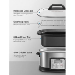 AICOOK 1500W 10 in 1 Multi Use Slow Cooker A25V 4