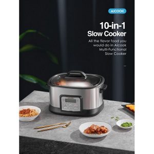AICOOK 1500W 10 in 1 Multi Use Slow Cooker A25V 6