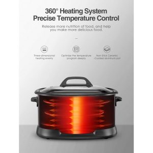 AICOOK Slow Cooker 6Qt 10 in 1 Programmable Multifunctional Cooker A25E 4