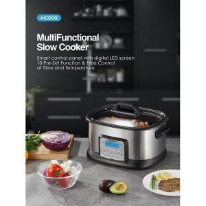 AICOOK Slow Cooker 6Qt, 10 in 1 Programmable Multifunctional Cooker A25R 13 AICOOK Slow Cooker 6Qt 10 in 1 Programmable Multifunctional Cooker A25R 6