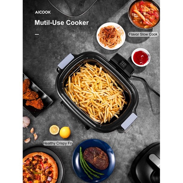 AICOOK Slow Cooker With Air Fryer Lid, 6.5 Quart A25L 5 AICOOK Slow Cooker With Air Fryer Lid, 6.5 Quart A25L - Image 3