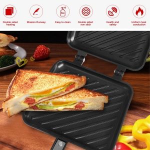 ASCZOV Non Stick Panini Home Kitchen Breakfast Machine A22R 4