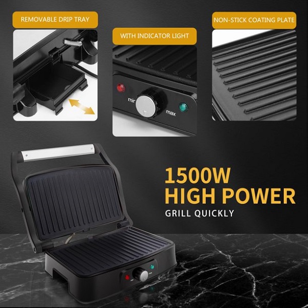 Aigostar Electric Panini Press Indoor Grill Sandwich Maker A22F 4 Aigostar Electric Panini Press Indoor Grill Sandwich Maker A22F - Image 2