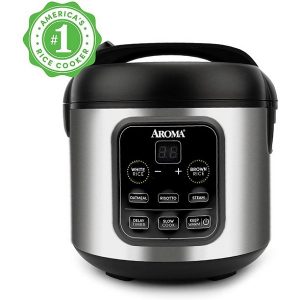 Aroma® 8-Cup (Cooked)2Qt. Cool-Touch Digital Stainless Steel A25Q