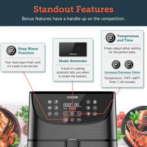 COSORI Air FryerMax XL 5.8 Quart1700 Watt Electric Hot Air Fryers C30Y 2