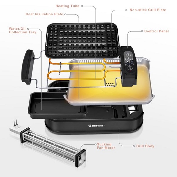 Costway Smokeless Electric Grill Portable Nonstick BBQ C22S 5 Costway Smokeless Electric Grill Portable Nonstick BBQ C22S - Image 3
