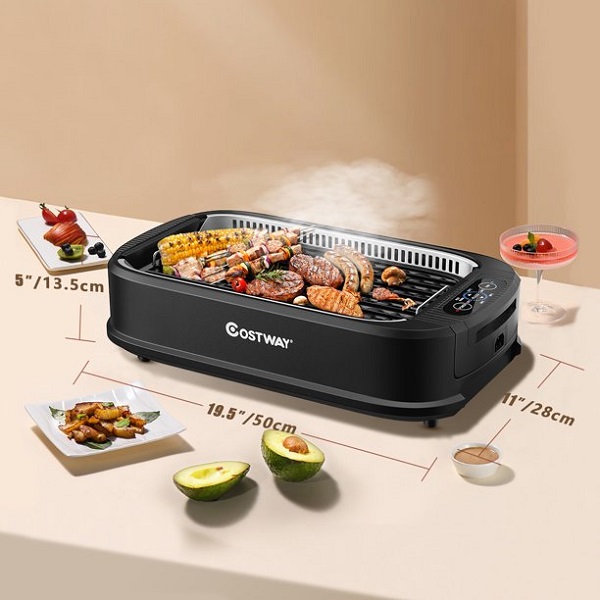 Costway Smokeless Electric Grill Portable Nonstick BBQ C22S 7 Costway Smokeless Electric Grill Portable Nonstick BBQ C22S - Image 5