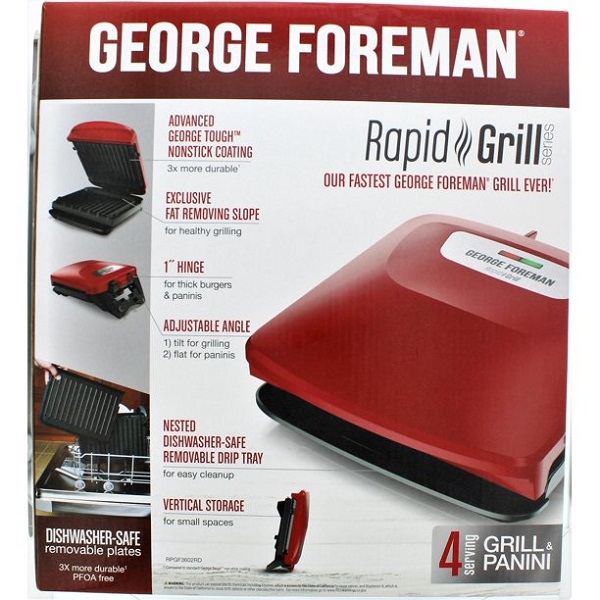 George Foreman Rapid Grill Series 4-Serving Removable Plate G23Y 4 George Foreman Rapid Grill Series 4-Serving Removable Plate G23Y - Image 2