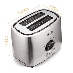 Gevi Stainless Steel 2-Slice Toaster 9 Shades Control with Cancel G15E